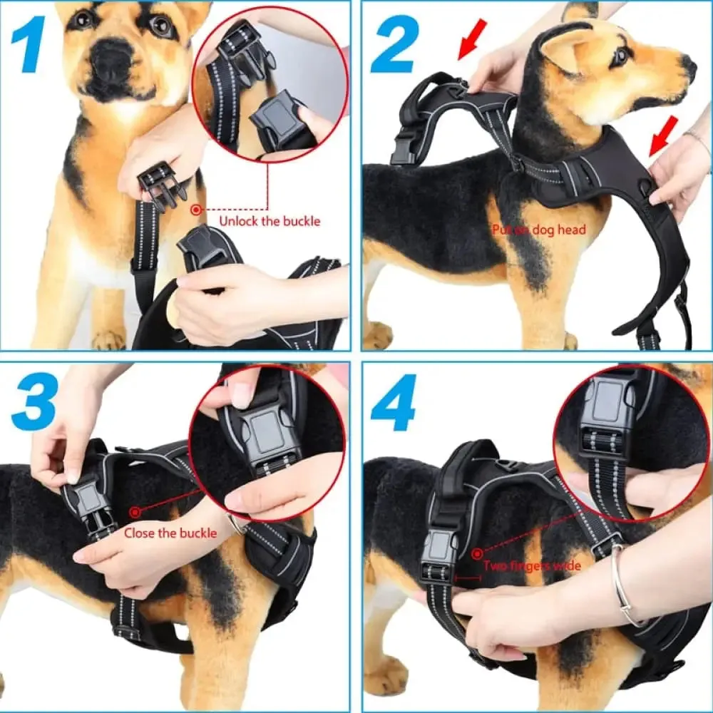 2 Leash Clips Durable no Pull Reflective Control Handle Dog Vest Harness Air Mesh for Small, Medium, and Large Dog