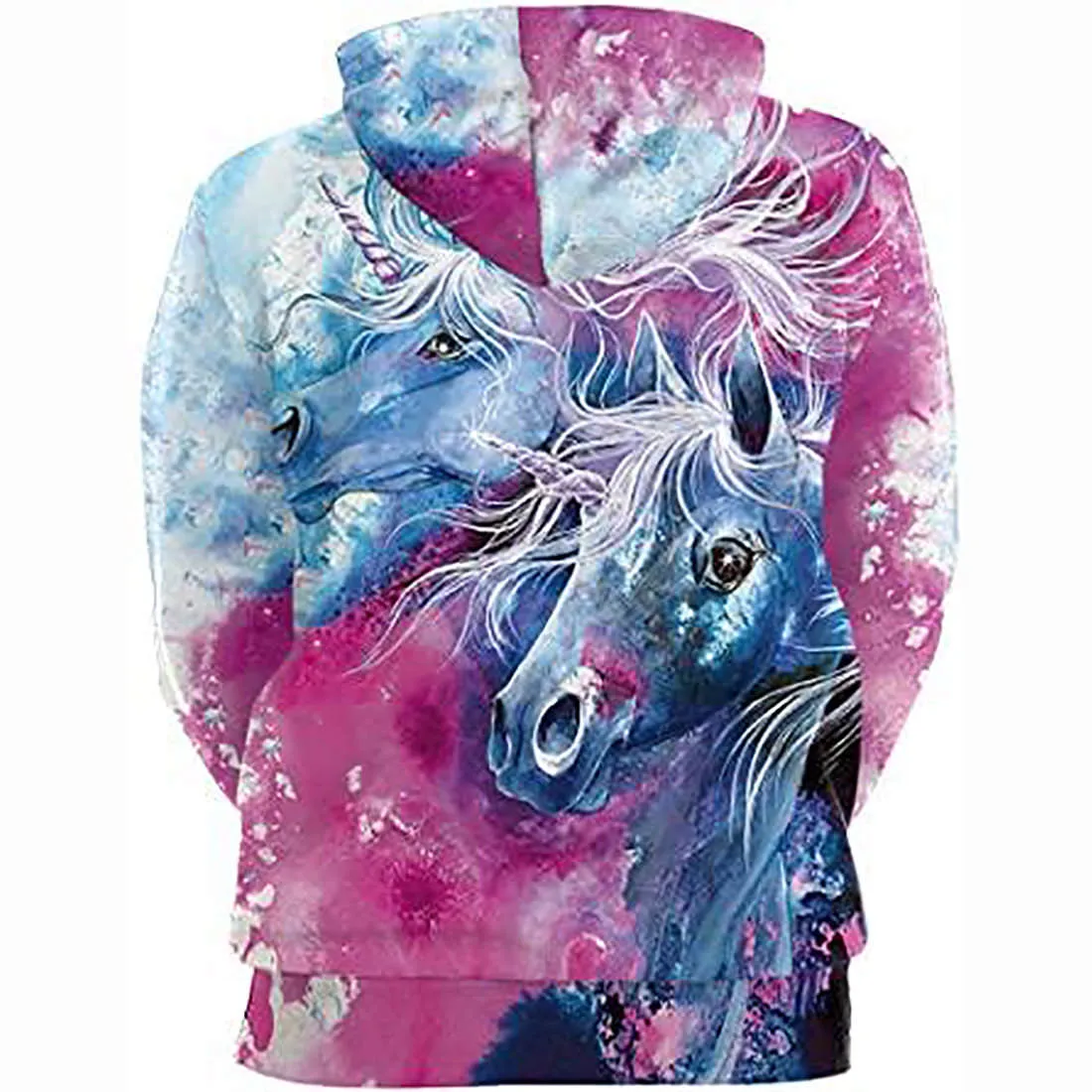 3D Print Realistic Couple Unicorn Pullover Hoodie Hooded Sweatshirt