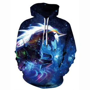 3D Print Realistic Galaxy Unicorn Pullover Hoodie Hooded Sweatshirt