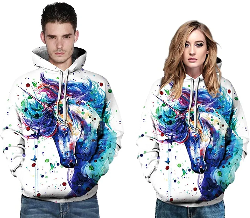 3D Print Realistic Unicorn Pullover Hoodie Hooded Sweatshirt