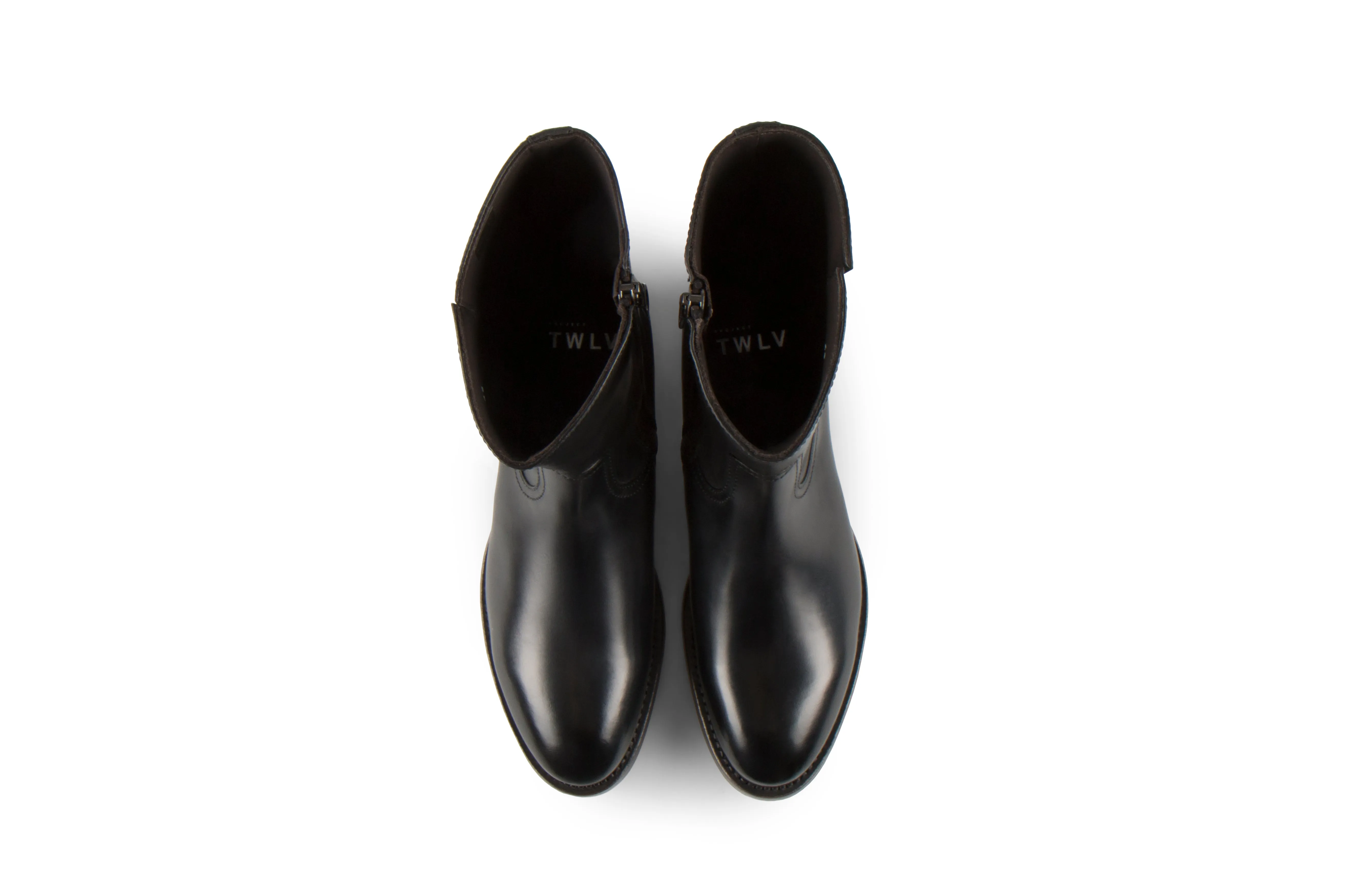 Ace Black Soft Cordovan Leather Zipper Boots