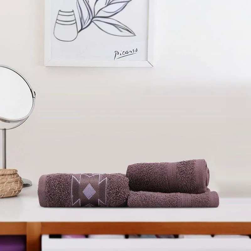 Aqua Ripple Hand & Face Towel (Purple) - Three Piece Set