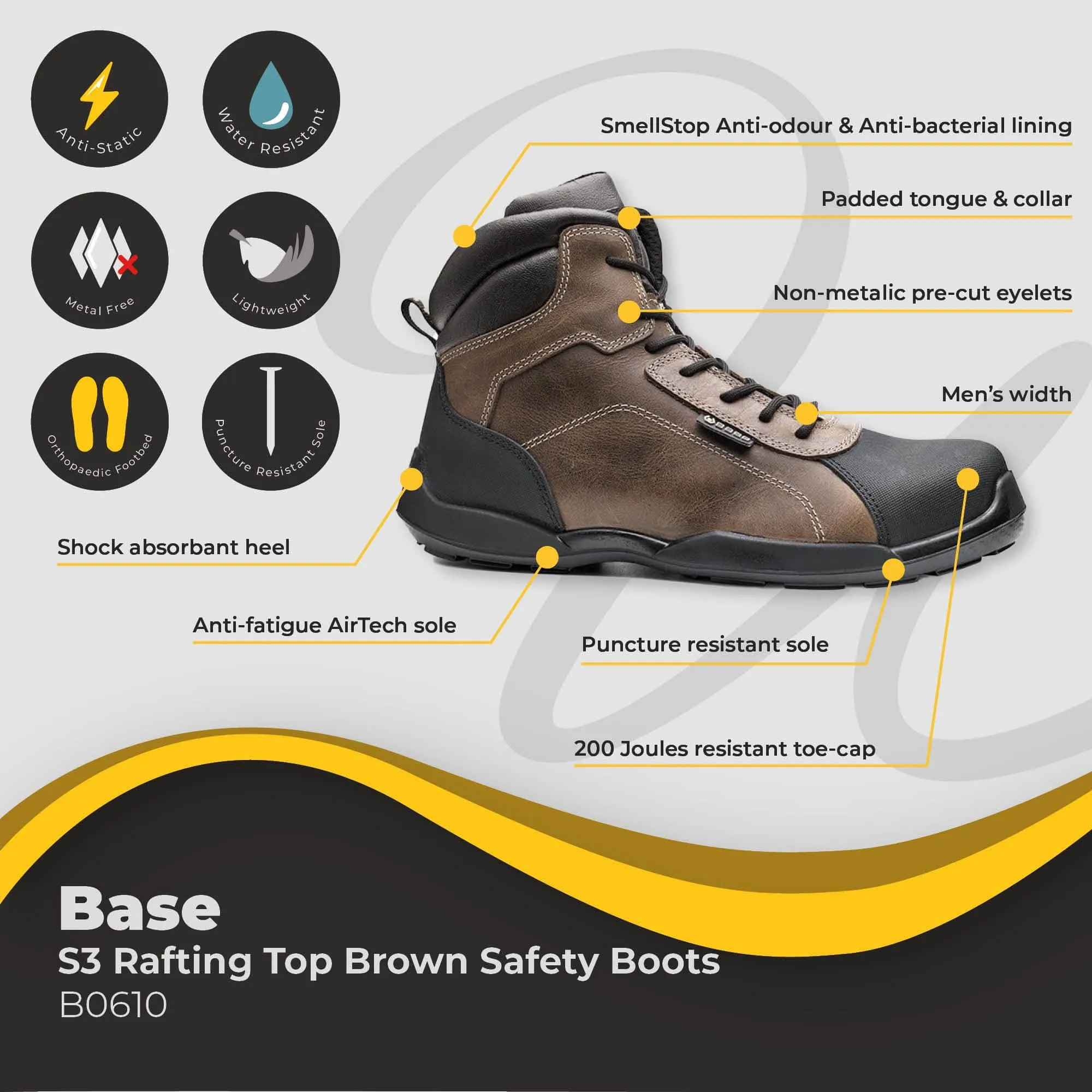 Base Rafting Top S3 Brown Safety Boots B0610