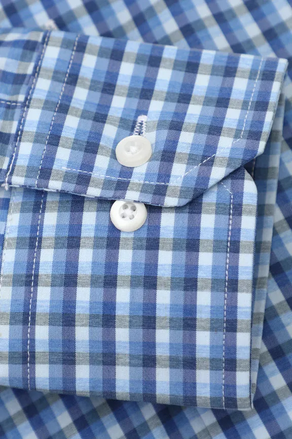 Blue Plaid Check Formal Shirt
