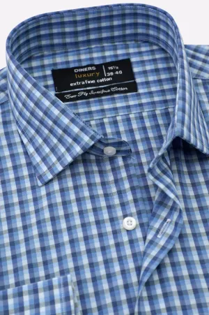 Blue Plaid Check Formal Shirt