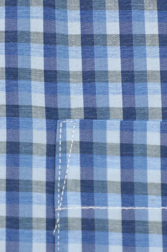 Blue Plaid Check Formal Shirt