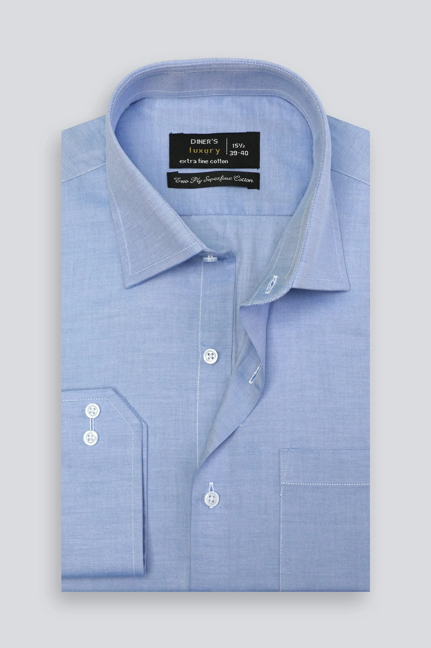 Blue Twill Textured Formal Shirt