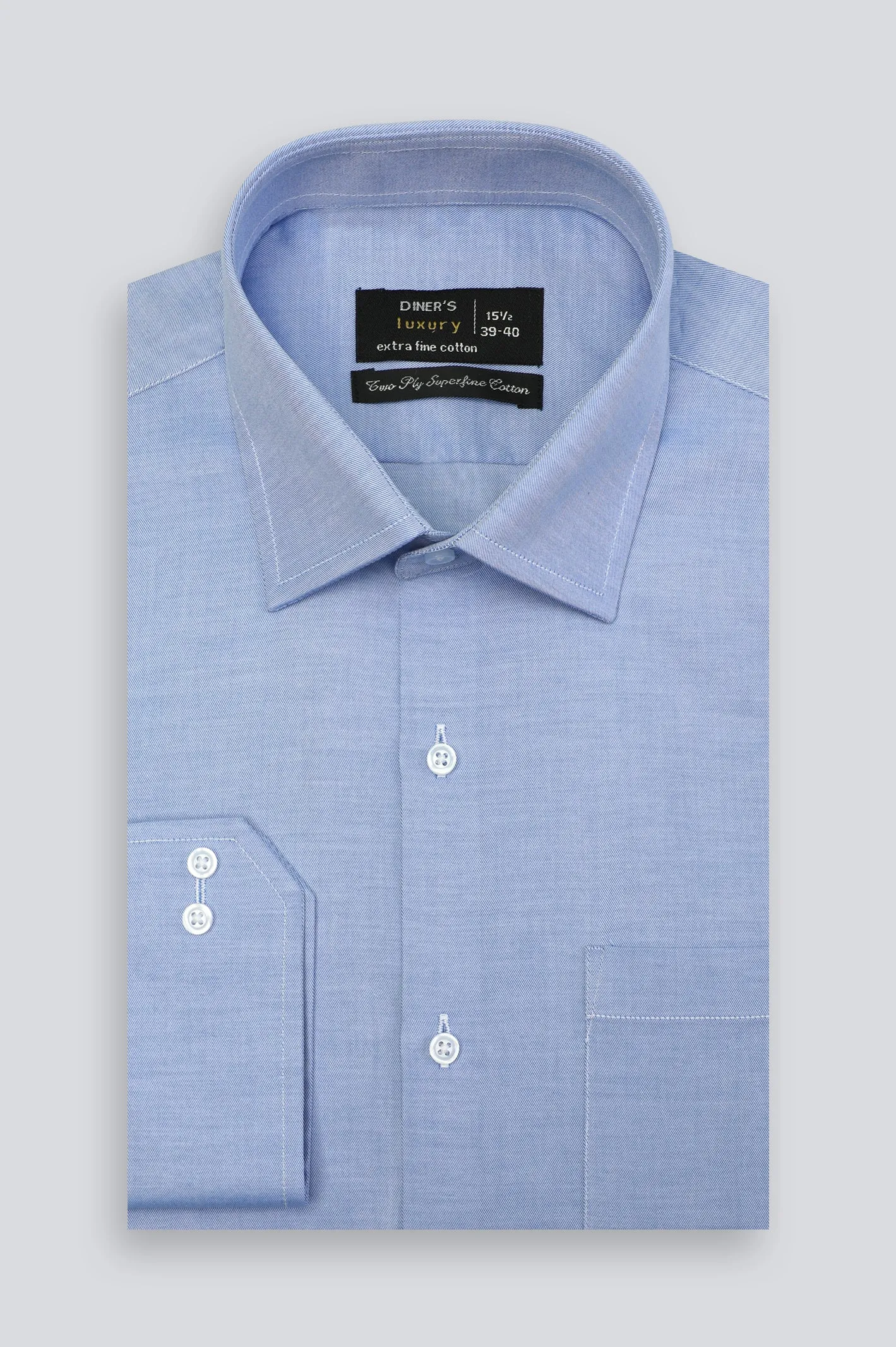 Blue Twill Textured Formal Shirt