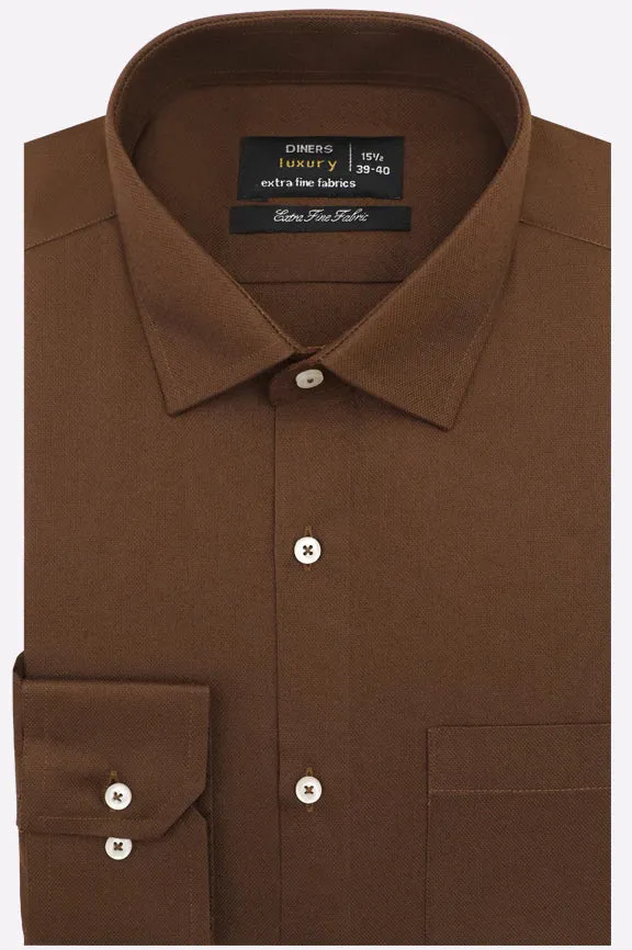 Brown Dobby Textured Formal Shirt