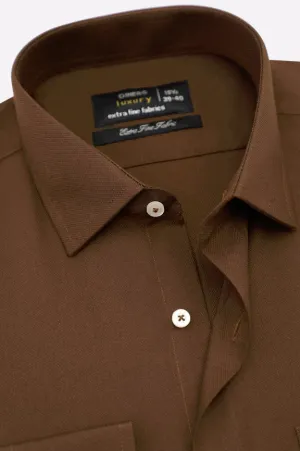 Brown Dobby Textured Formal Shirt