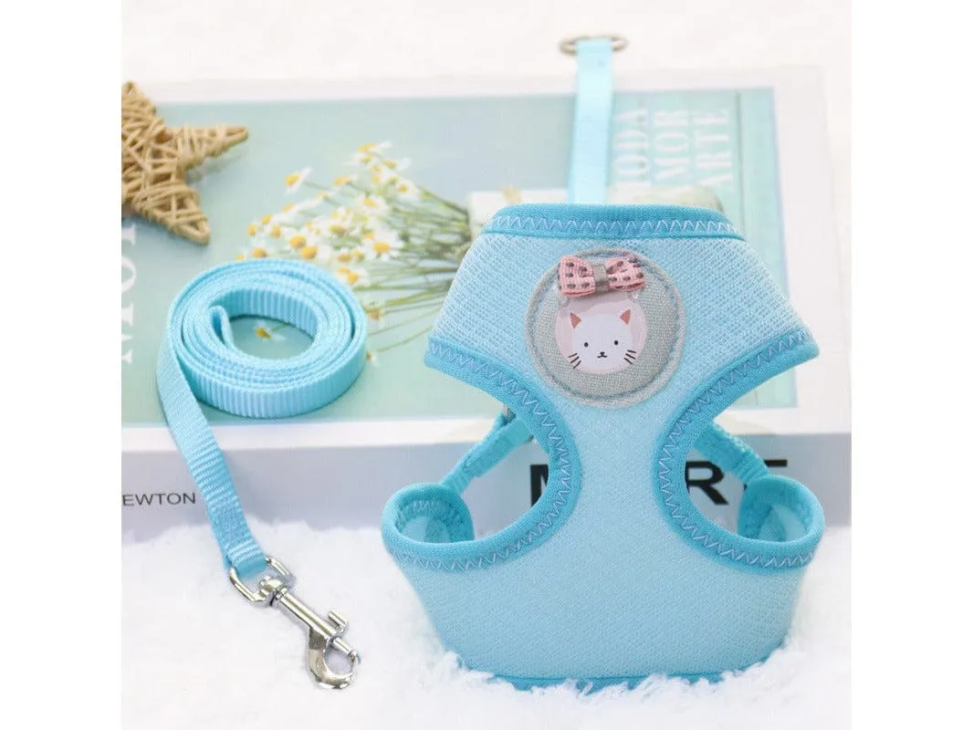 Candy Color Cartoon Bear Nylon Mesh Cat Pull Chest Mix Color