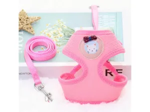 Candy Color Cartoon Bear Nylon Mesh Cat Pull Chest Mix Color