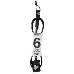 Channel Islands Hex Cord Standard Surfboard Leash - 6' x 1/4"/Black