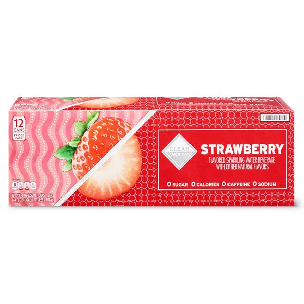 Clear American Strawberry Sparkling Water, 12 fl oz, 12 Count