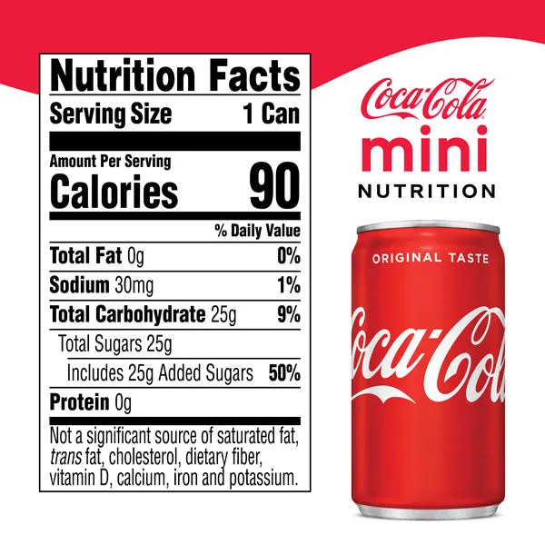 Coca-Cola Mini Soda Soft Drink Coke, 7.5 fl oz, 10 Pack