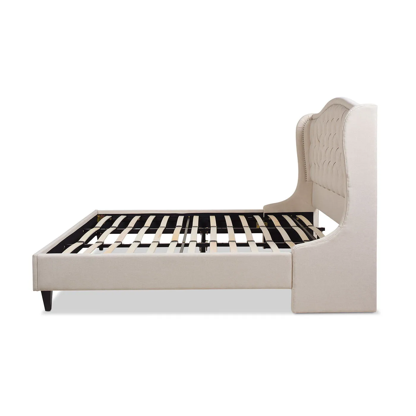 Couch.com Coverley King Tufted Shelter Platform Bed Sky Neutral Beige, Platform Base, Durable Design, Fabric Construction, Beige Finish by Couch.com