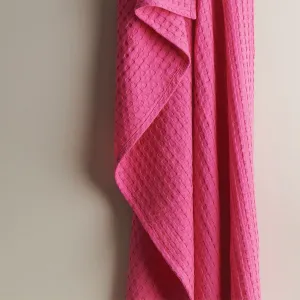 Crayon Solid Textured Waffle Bath Towel-Rose