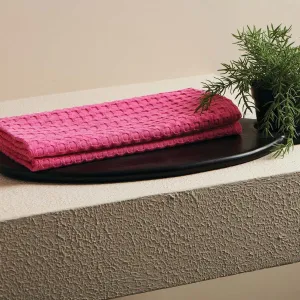 Crayon Solid Textured Waffle Hand Towel-Rose