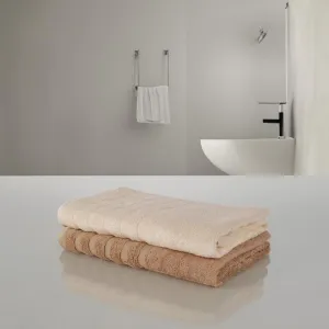 Drip Dry Bath Towel (Beige & Cream) - Set Of Two