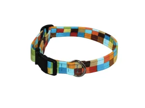Elmo's Closet Big Bright Check Dog Collar