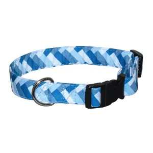 Elmo's Closet Blue Chevron Dog Collar