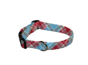 Elmo's Closet Red & Blue Plaid Dog Collar