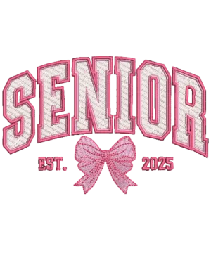 Embroidered Coquette Senior 2025 Est. Pink Bow Hoodies