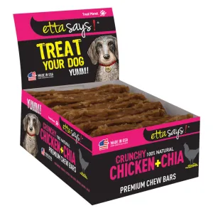 Etta Says! Premium Crunchy Chew Bars Chicken   Chia Dog Treats, 12 count