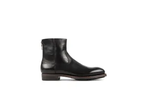 Flame Black Cordovan Leather Zipper Boots