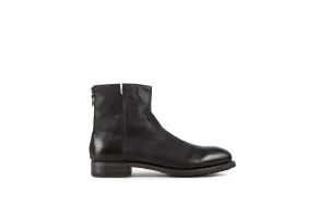 Flame Black Reversed Cordovan Leather Zipper Boots