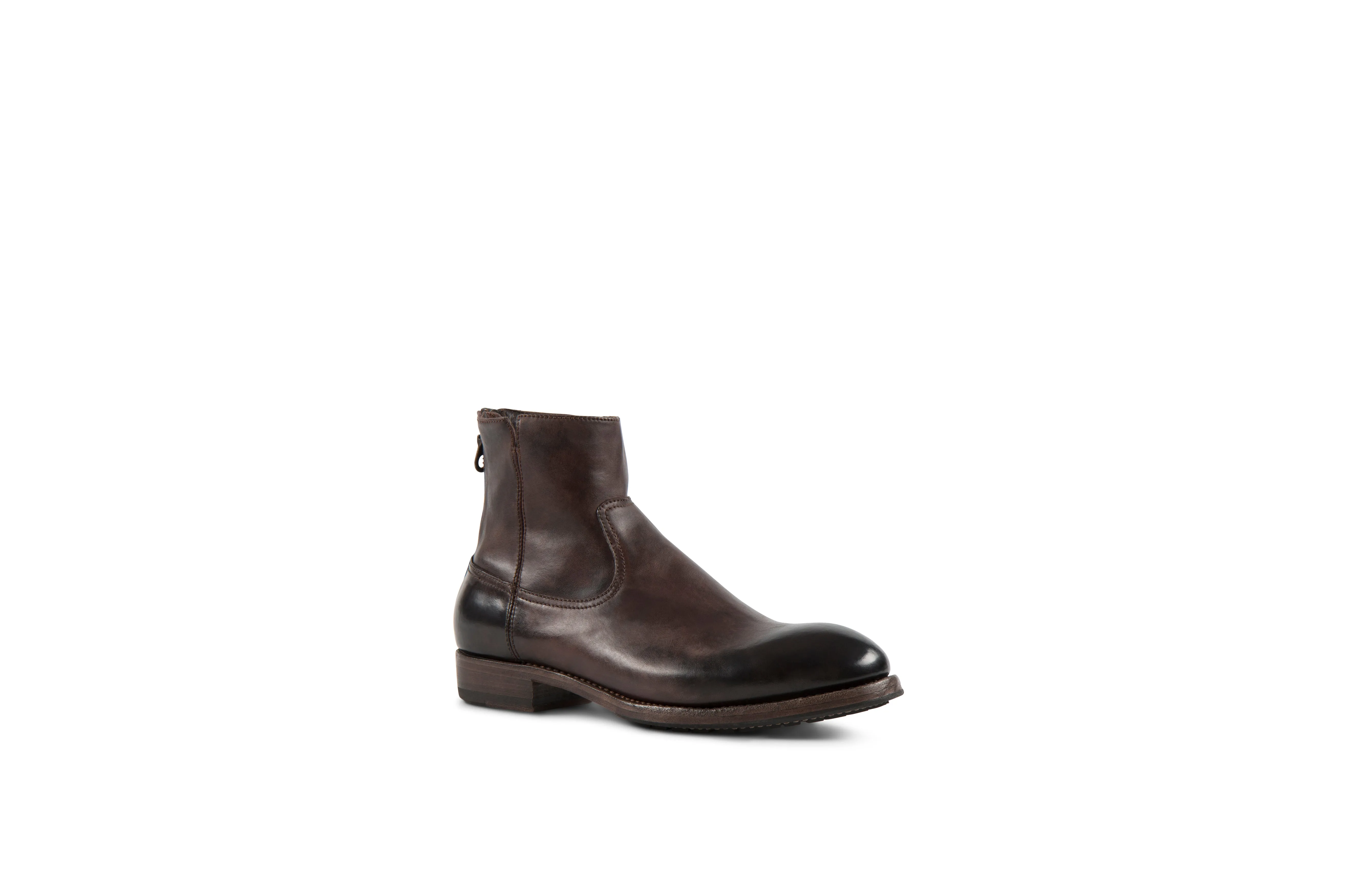Flame Tmoro Washed Cordovan Leather Zipper Boots