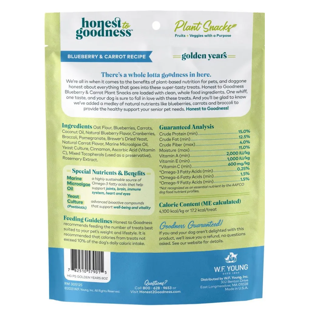 Honest To Goodness Golden Years Blueberry & Carrot Senior Care Treats For Dogs (8 oz)