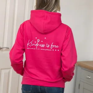 Kindness is Free Bright Pink Hooded Sweatshirt