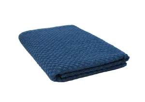 Lushomes Peacock Blue Popcorn Weave Bath Towel for Men and Women, Large Size (70x150cms, 28x59 Inch, 335 GSM)