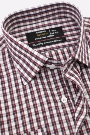 Maroon Tattersall Check Formal Shirt