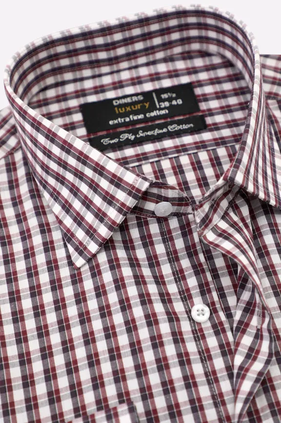 Maroon Tattersall Check Formal Shirt