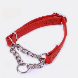 Martingale dog Collar-Semi-controlled P Chain Collar- Cowhide- For dogs