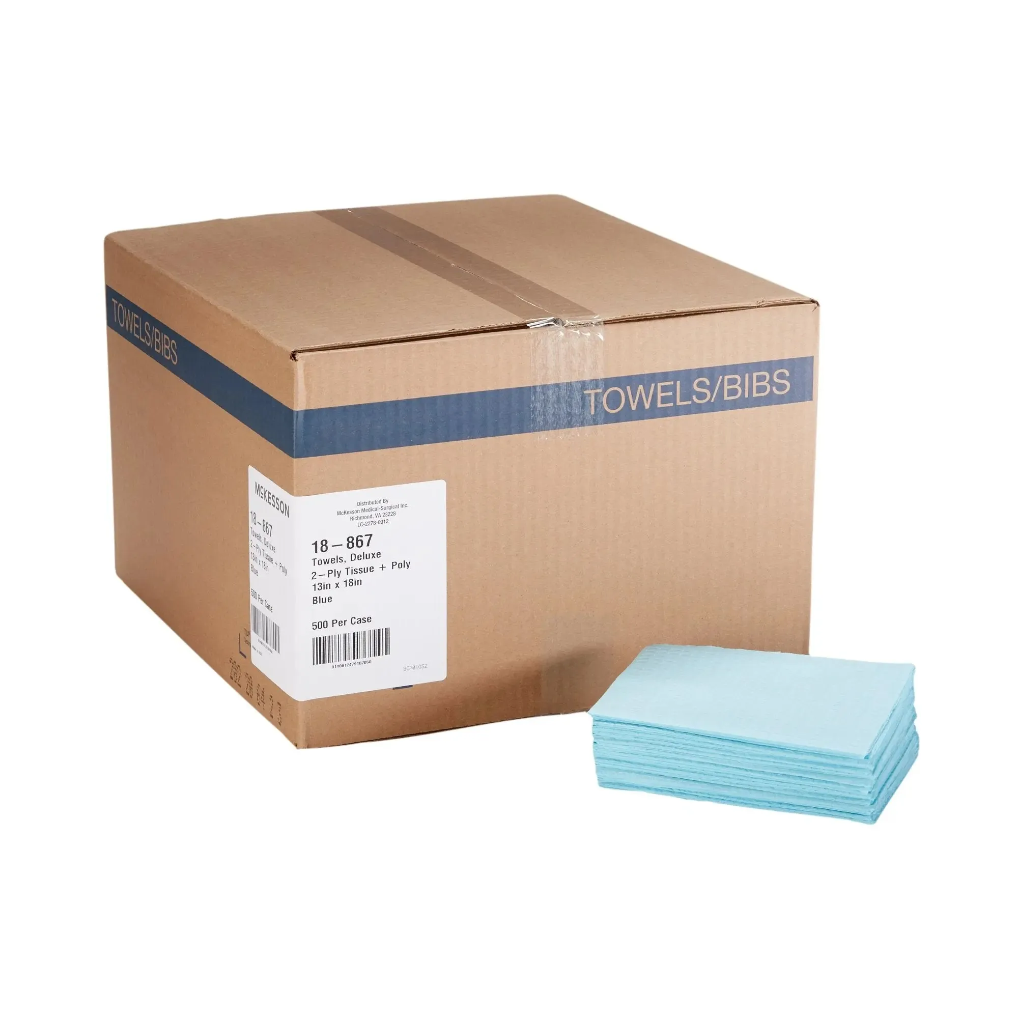 McKesson Nonsterile Blue Procedure Towels, 13 x 18 Inch