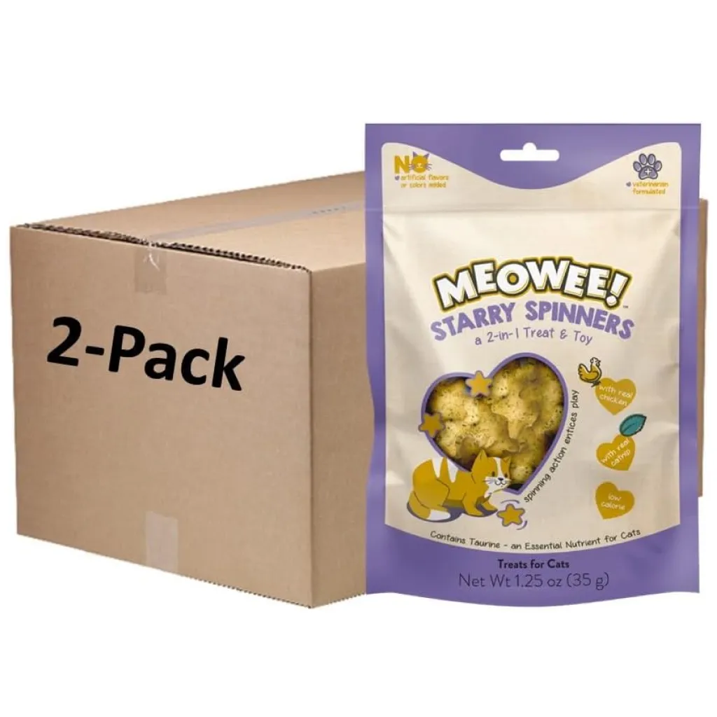 Meowee! Starry Spinners Chicken & Catnip Crunchy 2-in-1 Treat & Toy for Cats