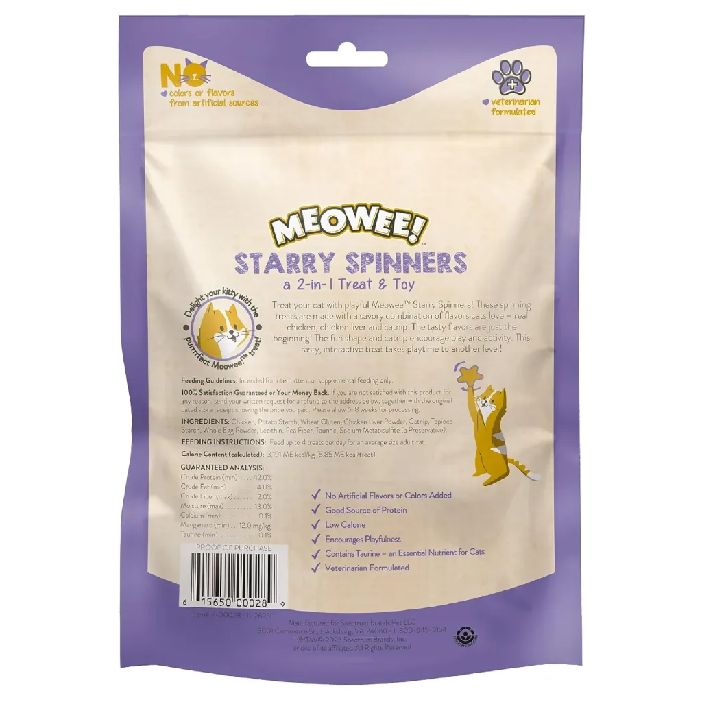 Meowee! Starry Spinners Chicken & Catnip Crunchy 2-in-1 Treat & Toy for Cats