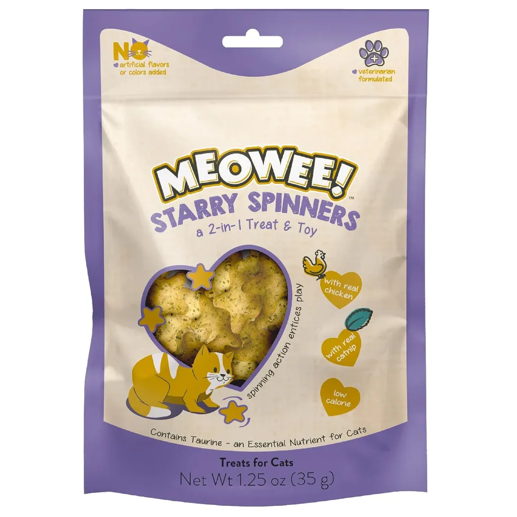 Meowee! Starry Spinners Chicken & Catnip Crunchy 2-in-1 Treat & Toy for Cats