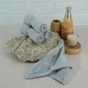 Micro Cotton LuxeDry Solid Face Towel (Grey) - Set Of Four