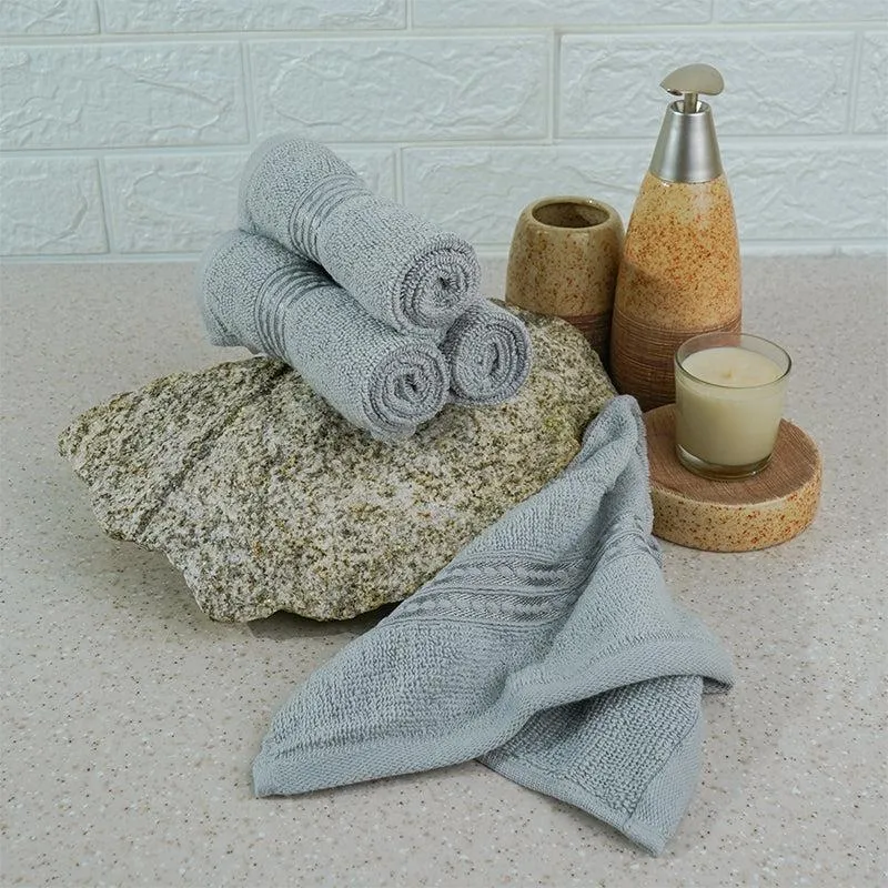Micro Cotton LuxeDry Solid Face Towel (Grey) - Set Of Four