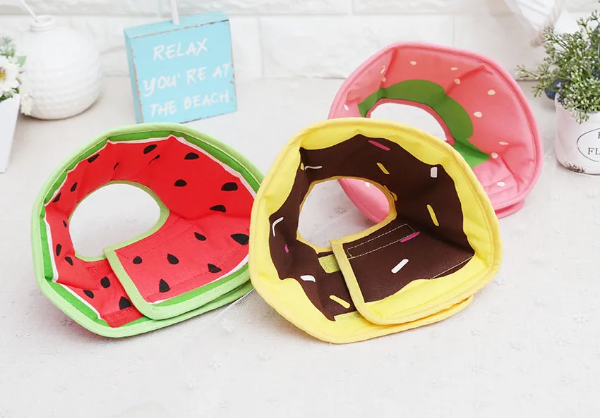 New Arrival Lovely Cartoon Fruit Donut Pet Dog Collar- Padded Comfortable Surgery Recovery- Adjustable Elizabethan Collars For Dog