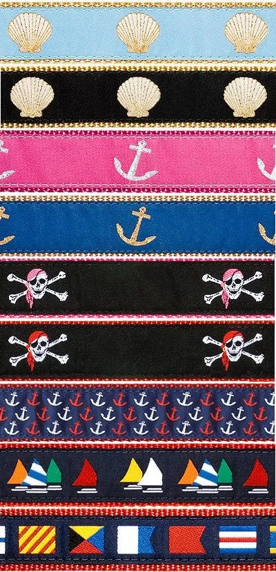 Nylon Web Coastal/Nautical Pet Collars & Leashes