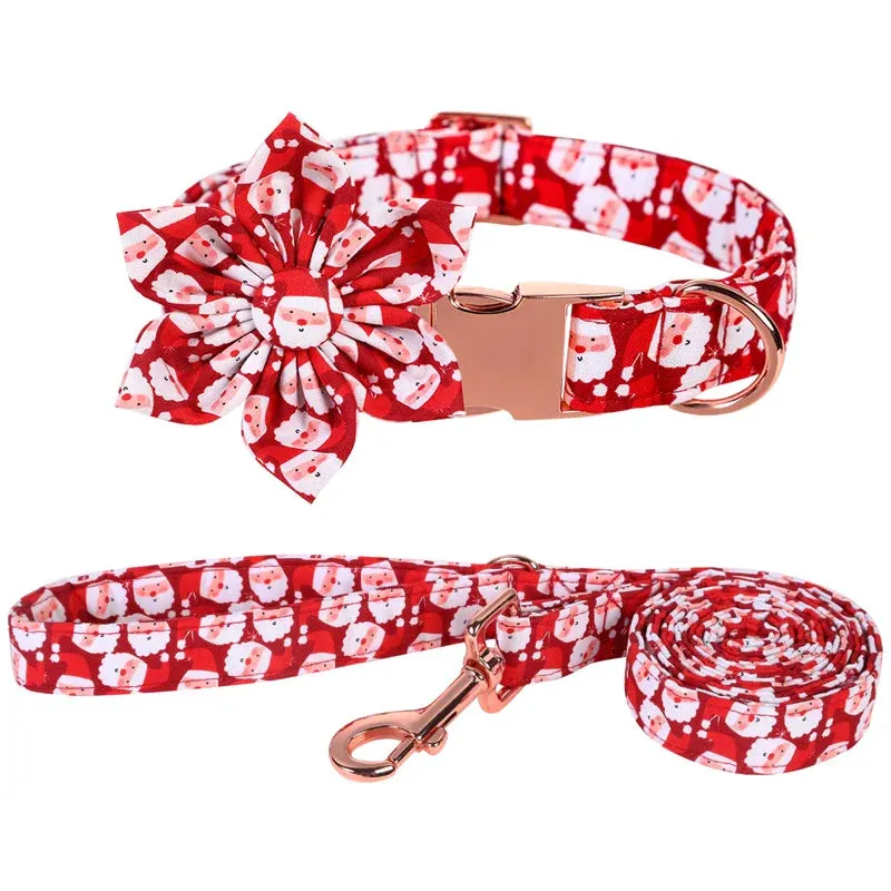 Personalized Christmas Dog Collar with Bow - Red Santa Design for All Sizes