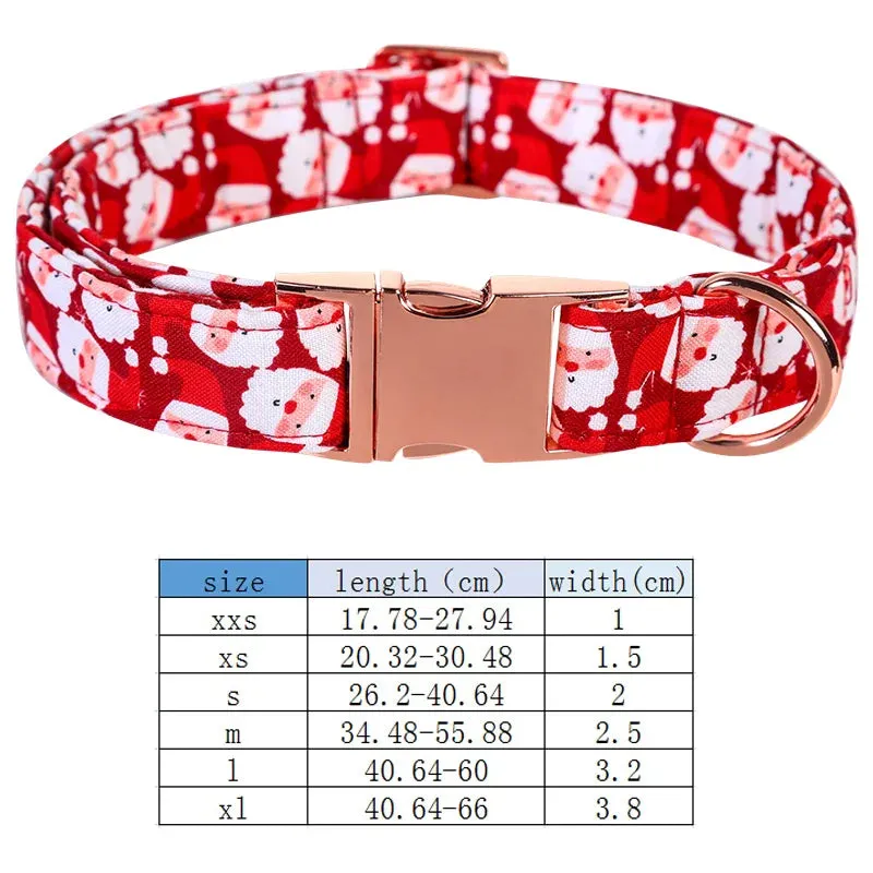 Personalized Christmas Dog Collar with Bow - Red Santa Design for All Sizes
