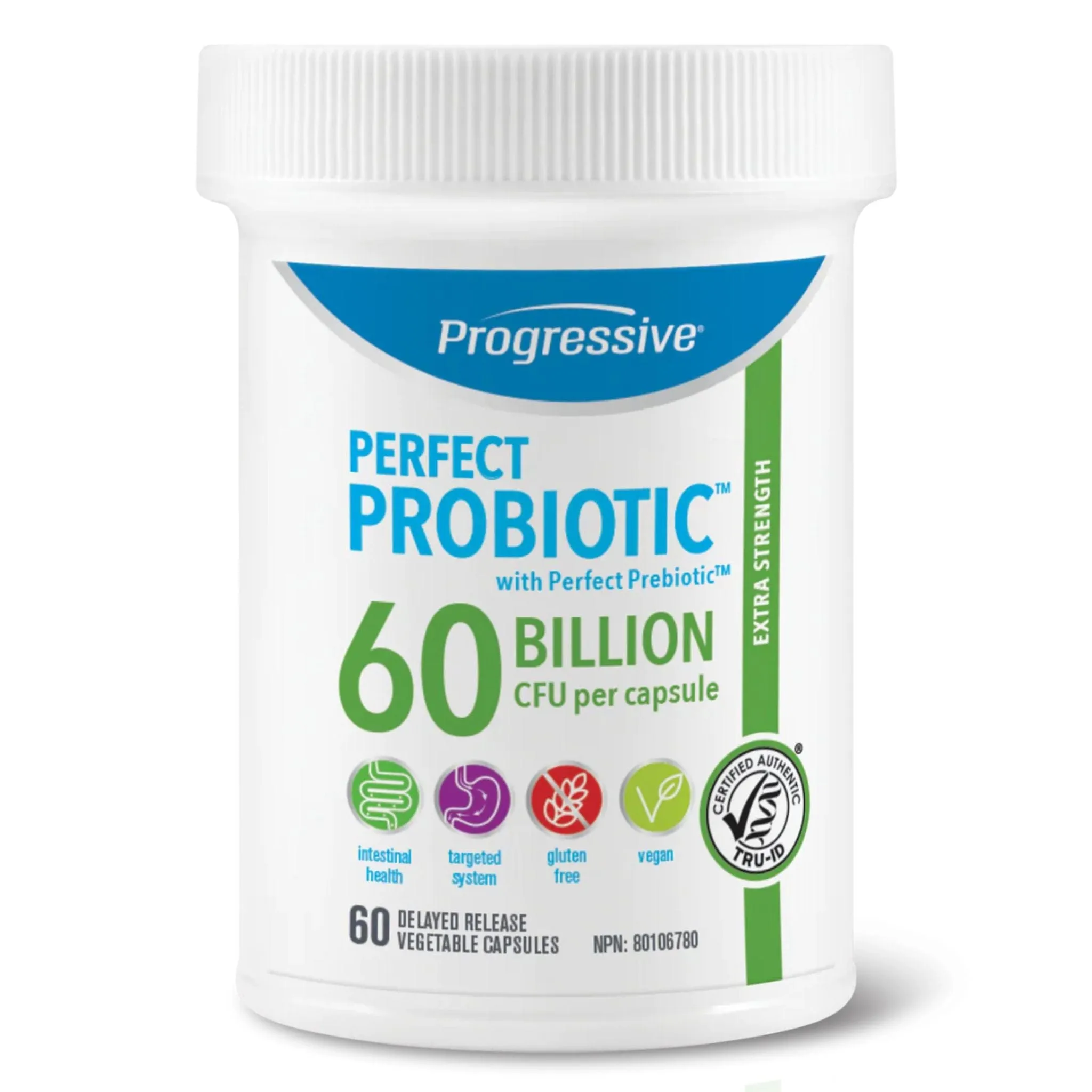 Progressive Perfect Probiotic 60 Billion CFU Extra Strength Delayed Release, Shelf Stable