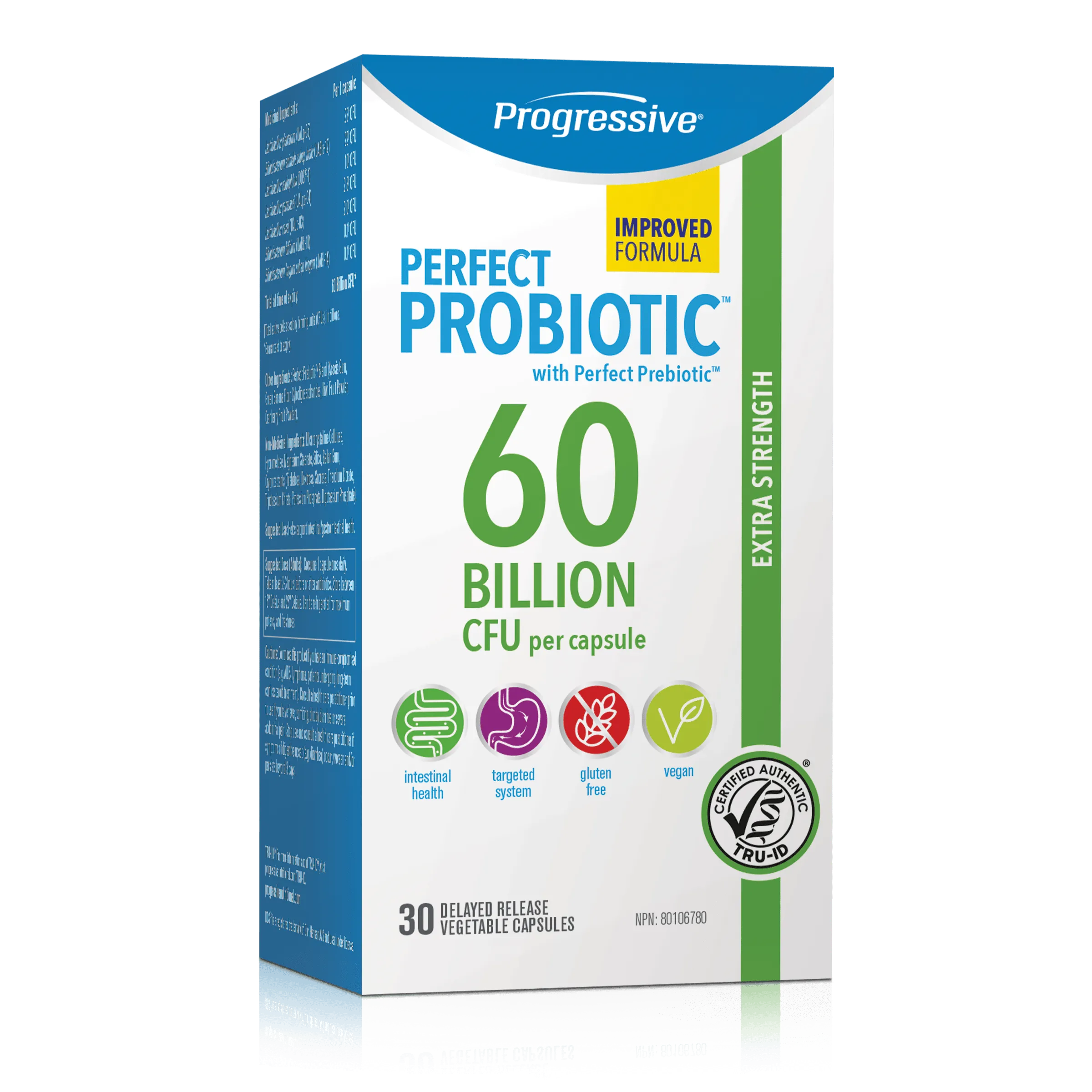 Progressive Perfect Probiotic 60 Billion CFU Extra Strength Delayed Release, Shelf Stable