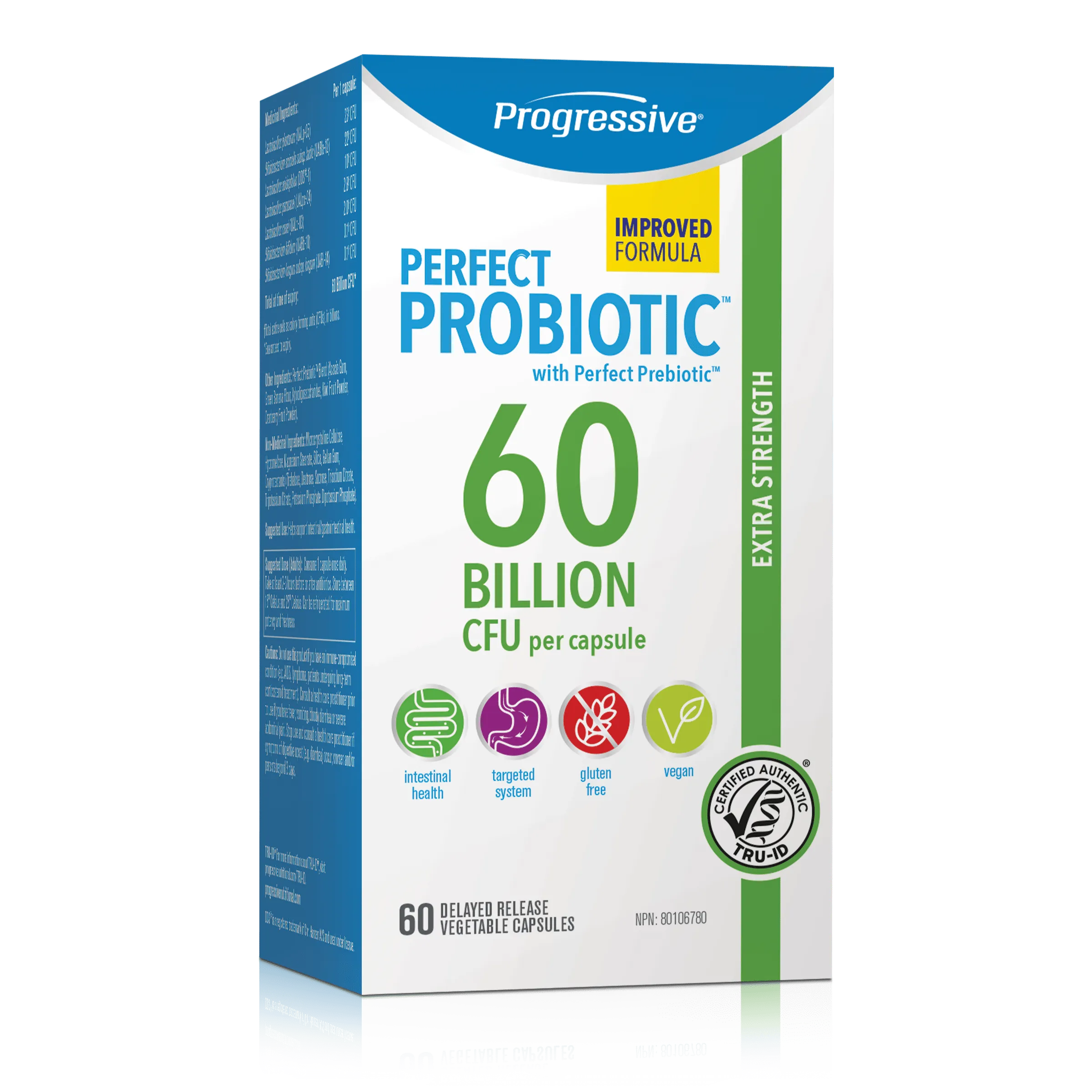 Progressive Perfect Probiotic 60 Billion CFU Extra Strength Delayed Release, Shelf Stable